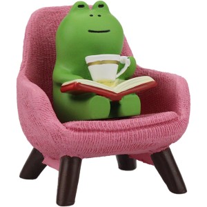 Refintural Miniature Frog Figurines - Funny Frog Sculpture for Shelf, Desk Decoration - Frog Desk Accessories - Perfect Cute Frog Gift for Frog Lovers(Pink Sofa)